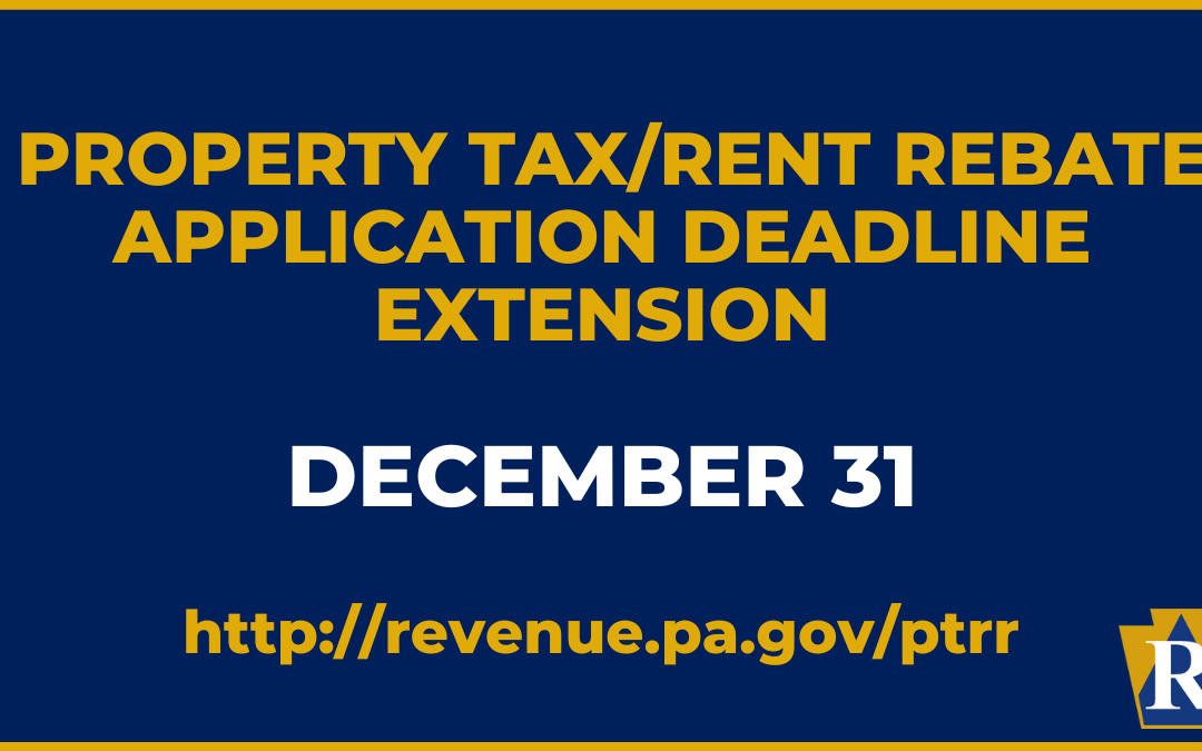 Property Tax/Rent Rebate Program Deadline Extended to December 31st